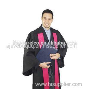 Doctoral Gown-Black Color Polyester With Pink Front Banner