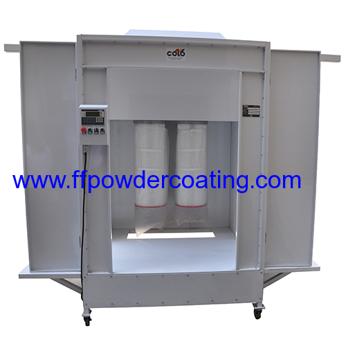 Manual Powder Coating Booth with Tracks Cartridge Filter Recovery System