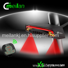 Meilan wireless remote control LED rear light set turn signal laser beam smart bicycle accessory