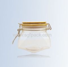 PET PLASTIC BAMBOO FOOD CONTAINER WOODEN KILNER JAR SEAL POT AIRTIGHT CANISTER COSMETIC PACKAGING WITH WOODEN CAP