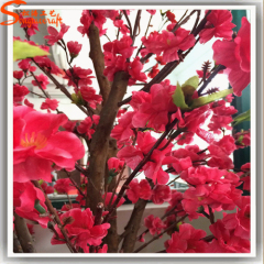 Red and pink silk flowers Artificial high simulation peach blossom real wood stem tree