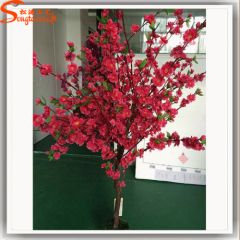 Red and pink silk flowers Artificial high simulation peach blossom real wood stem tree