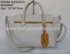 PU leather white handbag