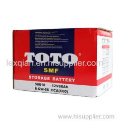 High Performance Long Life Car Battery 12V 66AH