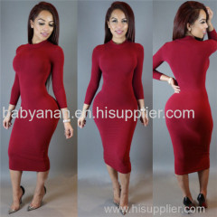 hot style nightclub pure color sexy slim dress