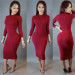 hot style nightclub pure color sexy slim dress