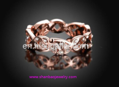 Shanbao Jewelry Imitation Gold Plated Fashion Costume Zircon Jewelry Rings