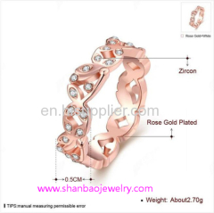 Shanbao Jewelry Imitation Gold Plated Fashion Costume Zircon Jewelry Rings