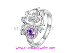 Shanbao Jewelry Imitation Jewelry Silver Plated Fashion Costume Zircon Rings
