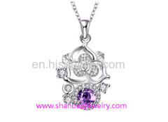 Shanbao Jewelry Imitation Jewelry Silver Plated Fashion Costume Zircon Jewelry Necklaces