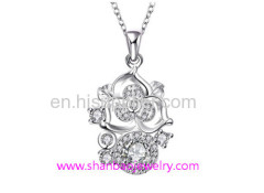 Shanbao Jewelry Imitation Jewelry Silver Plated Fashion Costume Zircon Jewelry Necklaces