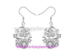 Shanbao Jewelry Imitation Jewelry Silver Plated Fashion Costume Zircon Jewelry Earrings
