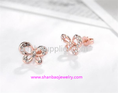 Shanbao Jewelry Imitation Jewelry Gold Plated Fashion Costume Zircon Jewelry Women Butterfly Earrings