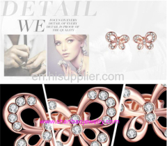Shanbao Jewelry Imitation Jewelry Gold Plated Fashion Costume Zircon Jewelry Women Butterfly Earrings