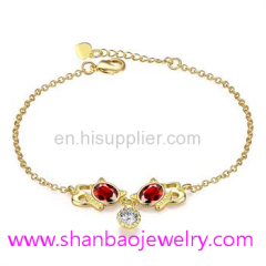 Shanbao Jewelry Imitation Jewelry Gold Fashion Costume Jewelry Women Flower Resin Zircon Bracelets