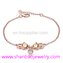 Shanbao Jewelry Imitation Jewelry Gold Fashion Costume Jewelry Women Flower Resin Zircon Bracelets
