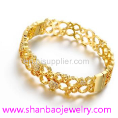 Shanbao Jewelry Imitation Jewelry Gold Plated Zircon Jewelry Girls Women Flower Party Zircon Bangles