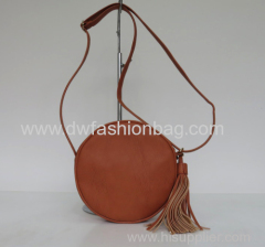 Brown shoulder bag/PU ladies tassel bag