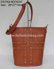 PU fabric drawstring bag/Lady brown shoulder bag