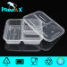 Rectangular three Compartments plastic packaging lunch containers