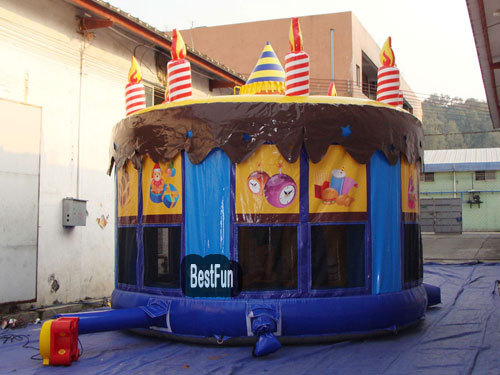 Inflatable Birthday Cake Jumping House Bouncer