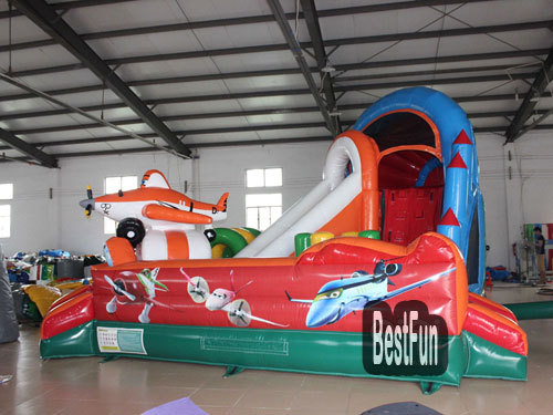 Inflatable airplane amusement park trampoline