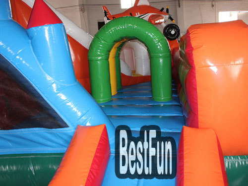 Inflatable airplane amusement park trampoline