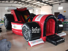 Inflatable formula car theme slide with air blower