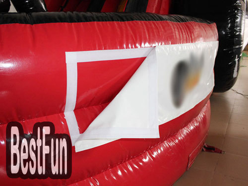 Inflatable formula car theme slide with air blower