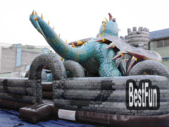 Inlatable Legend Dragon Attack Castle Giant Slide