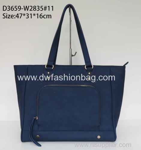 Fashion zippler lady handbag/PU fabric tote bag