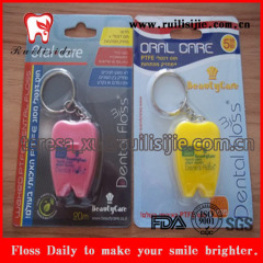 FDA approved dental floss tooth shape keychain dental flosser box 20meters waxed mint flavor