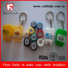 FDA approved dental floss tooth shape keychain dental flosser box 20meters waxed mint flavor