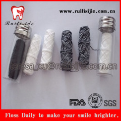 Biodegradable dental floss Natural Silk spool refills 30meters with Glass bottle shape dental floss case