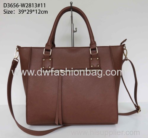 Ladies brown PU fabric handbag