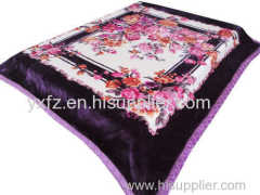 purple color raschel blankets used in bed