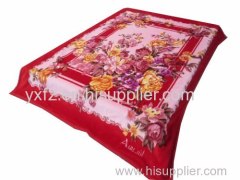 purple color raschel blankets used in bed