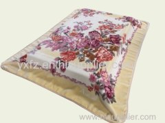 purple color raschel blankets used in bed