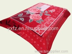 DK green color raschel blankets used in bed