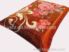 DK brown color weft knitting raschel blankets