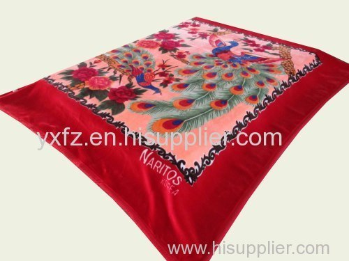 big red color weft knitting raschel blankets