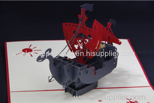 pirates boat origami pop up card