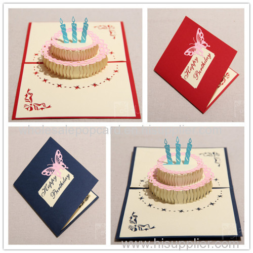Birthday cake paper cutting pop up card
