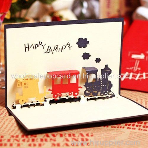 Happy birthday train pop up 3d card