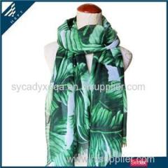 Beautiful Green Leave Print Scarf