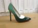 Women leather high heeled black dress shoes