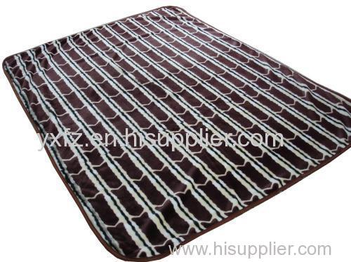brown color raschel blankets with cotton 2ply