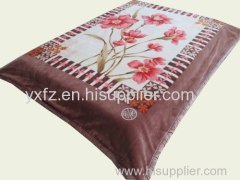 coral red color raschel blankets with cotton 2ply