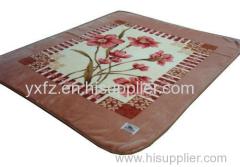 coral red color raschel blankets with cotton 2ply