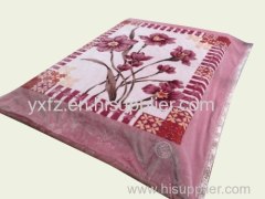 coral red color raschel blankets with cotton 2ply